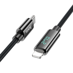 Câble De Charge Rapide USB-C Vers Lightning 1,2 m PD 27 W Avec Affichage De La Puissance Noir