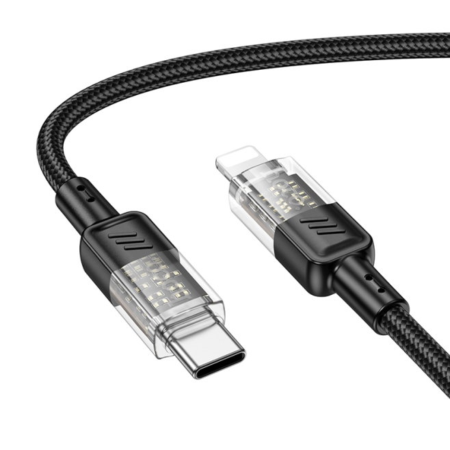 Câble De Charge Et Données USB C Vers 8 Pin 1,2 M Tressé Noir Charge Rapide PD 27 W - www.yonis-shop.com