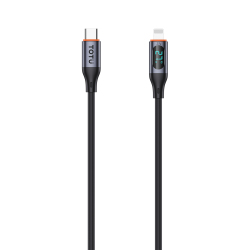 Câble USB-C Vers 8 Pin Pour Charge Rapide PD 27 W Avec Écran LCD Silicone 1 Mètre Et Transfert De Données
