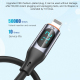 Câble USB-C Vers 8 Pin Pour Charge Rapide PD 27 W Avec Écran LCD Silicone 1 Mètre Et Transfert De Données