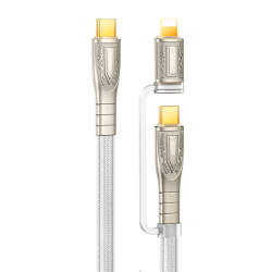 Câble De Charge Rapide Tressé Type C Vers Type C Et 8 Pin 60W 1,2 mètre En Nylon Renforcé