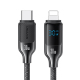 Câble USB C Vers 8 Pin Pour Charge Rapide 30 W Avec Affichage Numérique 120 Cm En Alliage De Zinc