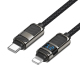 Câble USB-C Vers 8 Pin De Charge Et Données Avec Affichage PD 27 W 1,2 M Noir Tressé