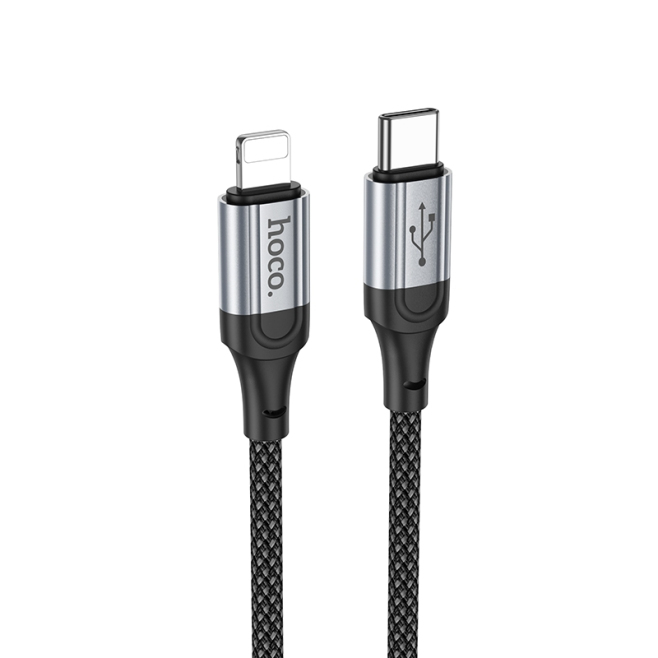 Câble USB-C Vers 8 Pin Pour Charge Et Données PD 27W Tressé Nylon 1 m Connecteurs Aluminium Noir