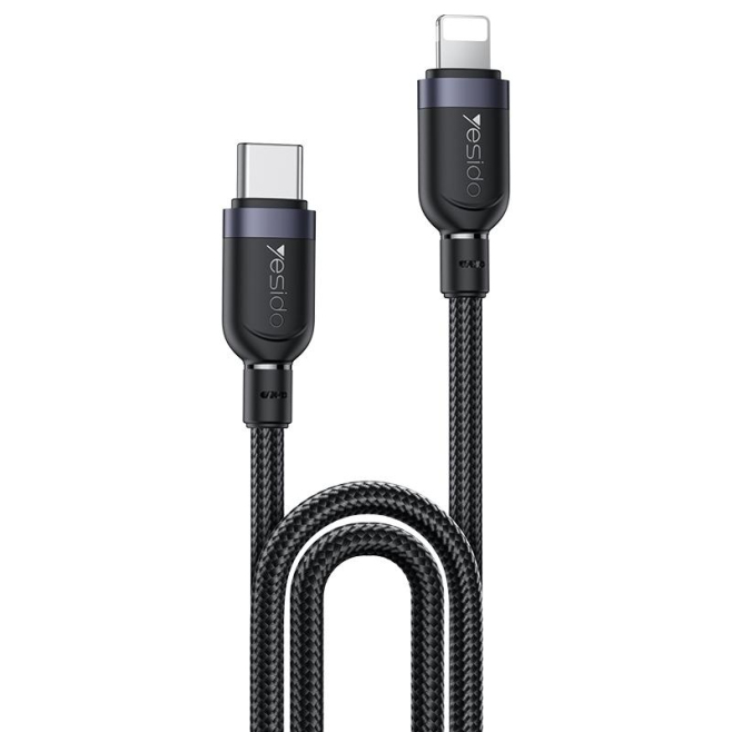 Câble De Données USB-C Vers 8 Pin 27W 3A 2M En TPE Et Alliage D’Aluminium Résistant À La Traction