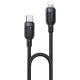 Câble De Données USB Type C Vers 8 Broches 27 W 3 A 1,2 M En TPE Et Alliage D’Aluminium Noir