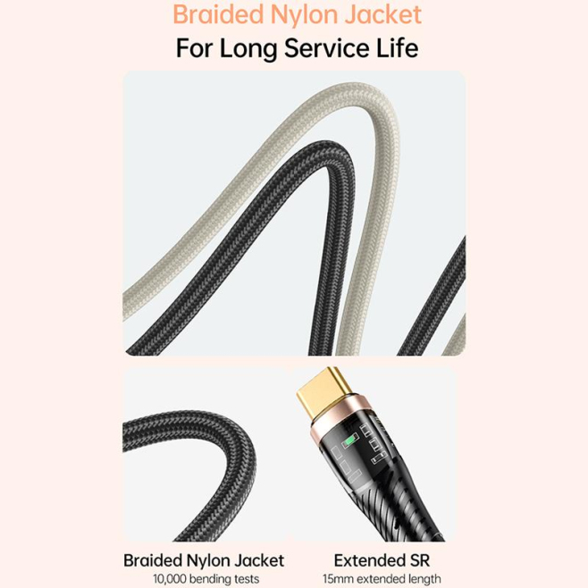 Câble USB C Vers 8 Pin Pour Recharge Rapide 27 W Et Transfert De Données Avec Puce E-Marker Et Nylon Tressé