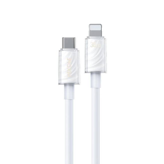 Câble De Charge Rapide Type C Vers 8 Broches 30 W 1,2 m En Silicone TPE Avec Puce Intelligente
