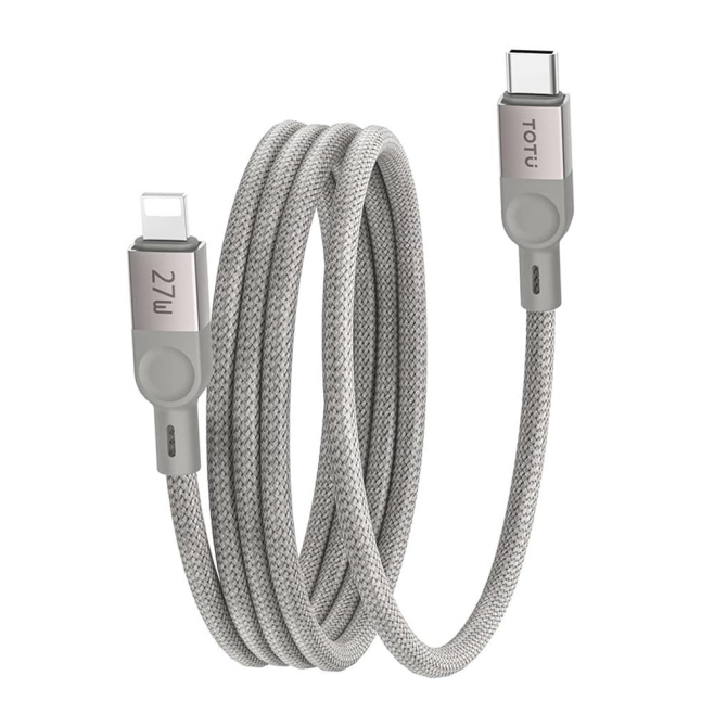 Câble De Charge Rapide Magnétique USB-C Vers 8 Pin 27 W 3 A Avec Enroulement Automatique Et Données 480 Mbps