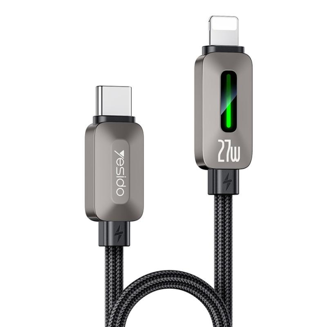 Câble De Données Type C Vers 8 Pin Pour Recharge Rapide 27 W Avec Effet Lumineux Et Transfert 480 Mbps 120 Cm