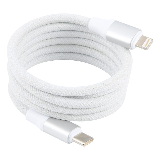 Câble De Données Magnétique Type C Vers 8 Broches 27 W 1 M En Aluminium Nylon Tressé Enroulement Magnétique