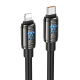 Câble De Charge Rapide Type-C Vers 8 Pin 27 W Avec LED Et Puce E-Marker 1,2 m Noir