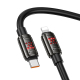 Câble De Charge Rapide Type-C Vers 8 Pin 27 W Avec LED Et Puce E-Marker 1,2 m Noir