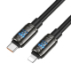 Câble De Charge Rapide Type-C Vers 8 Pin 27 W Avec LED Et Puce E-Marker 1,2 m Noir