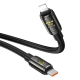 Câble De Charge Rapide Type-C Vers 8 Pin 27 W Avec LED Et Puce E-Marker 1,2 m Noir