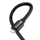 Câble De Charge Rapide Type-C Vers 8 Pin 27 W Avec LED Et Puce E-Marker 1,2 m Noir