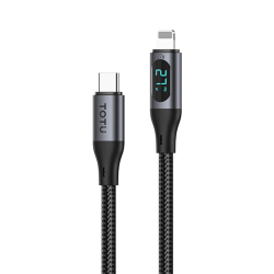 Câble Type C Vers 8 Broches Charge Rapide 27 W Avec Écran Numérique Et Tresse Haute Densité 1 M