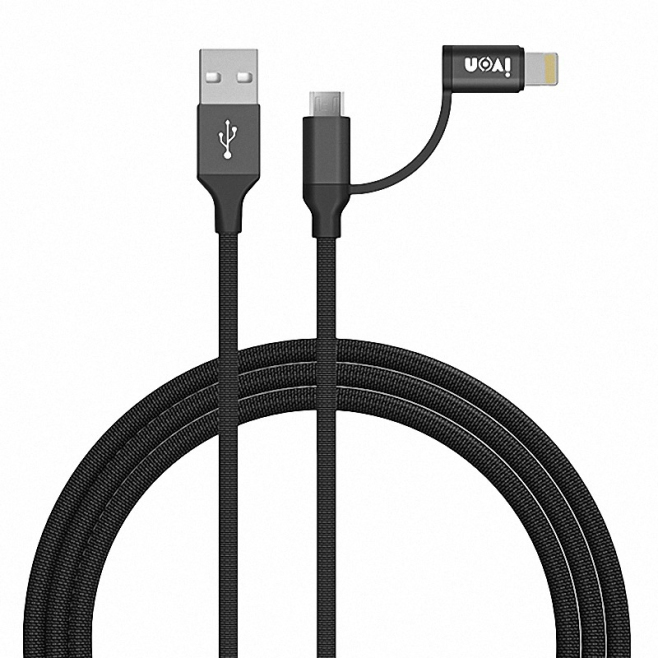 Câble 2 En 1 USB Vers 8 Broches Et Micro USB Pour Charge Et Synchronisation 1 M 2.4 A 480 Mbps Tressé