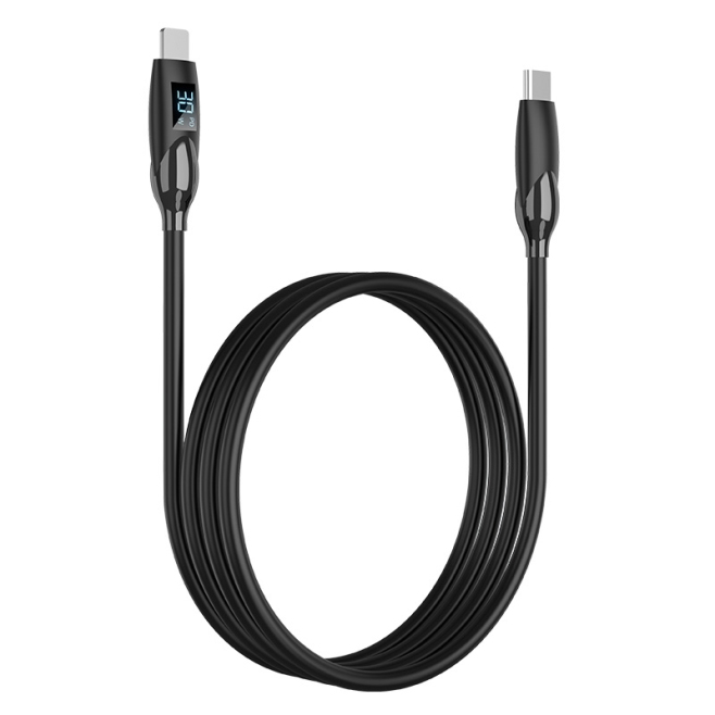 Câble Type-C Vers 8 Broches Charge Rapide 30 W Avec Affichage LED Et Transmission De Données 480 Mbps En Silicone