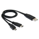 Câble Adaptateur USB 2.0 Mâle Vers Micro USB Et USB Type C 3.0 Mâles Transfert 5 Gbit/s 38 cm