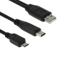 Câble Adaptateur USB 2.0 Mâle Vers Micro USB Et USB Type C 3.0 Mâles Transfert 5 Gbit/s 38 cm