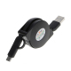 Câble De Charge Et Synchronisation Deux En Un Rétractable Micro USB Vers USB Type C 1 m 2 A