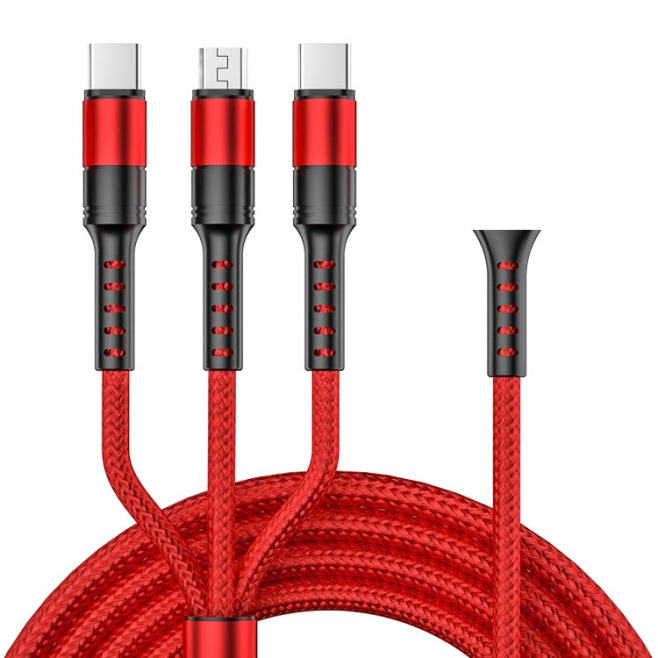 Câble USB 3 En 1 Pour Charge Et Synchronisation Type C 8 Pin Micro USB 5 A 125 Cm Nylon Tressé - www.yonis-shop.com