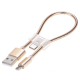 Câble Rétractable De Charge Rapide Et De Transfert De Données Micro USB Et USB-C Type-C 24 Cm 2 A Argent