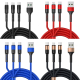 Câble USB 3 En 1 Charge Rapide 5 A 8 Pin Type C Micro USB Tressé 125 Cm Données Type C