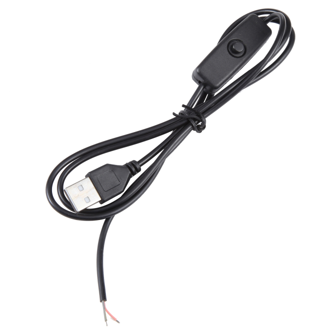 Câble USB DC 1 m Blanc Avec Interrupteur Pour Lampes LED Raspberry Pi Et Ventilateur USB Sans Transfert De Données