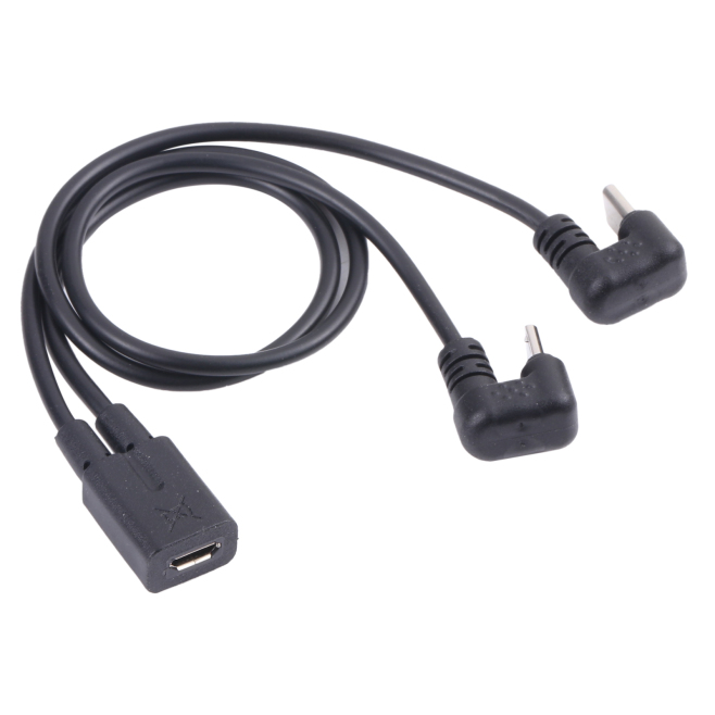 Câble USB-C Vers Micro USB En U Pour Charge Et Transfert De Données 25 cm Android Noir