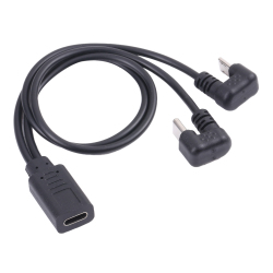 Câble Adaptateur USB-C Vers USB-C Et Micro USB En U Pour Charge Et Transfert De Données Android 25 cm Noir