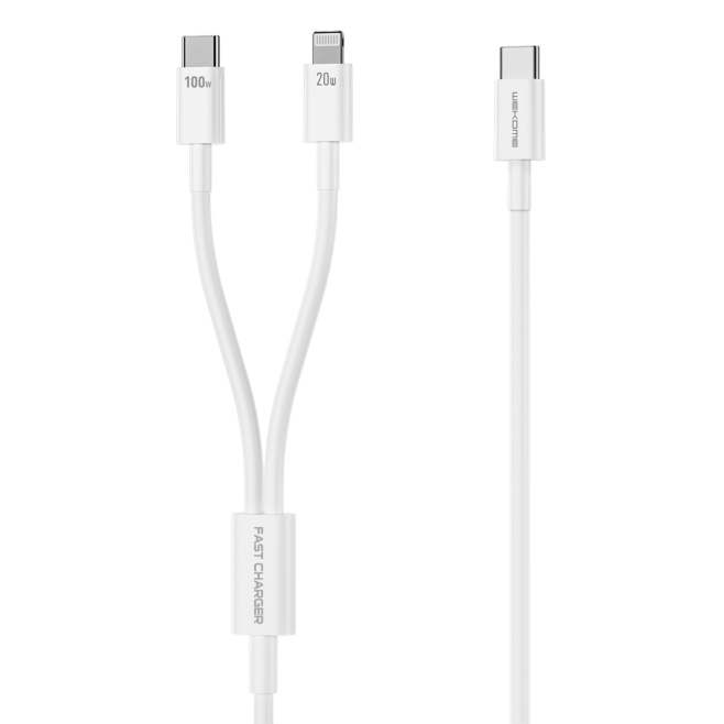 Câble De Charge Rapide 2 En 1 USB-C Vers USB-C Et 8 Pin 1,2 m 100 W Transmission 480 Mb/s Compatible Huawei Apple Samsung Ordin