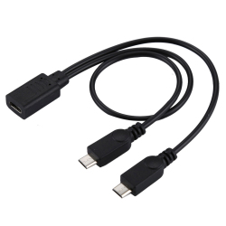 Câble Adaptateur USB-C Femelle Vers 2 Micro USB Mâles En Y Pour Appareils USB-C Et Micro USB 30 cm