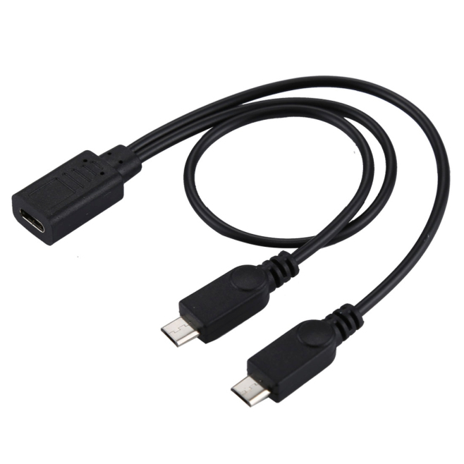 Câble Adaptateur USB-C Femelle Vers 2 Micro USB Mâles En Y Pour Appareils USB-C Et Micro USB 30 cm