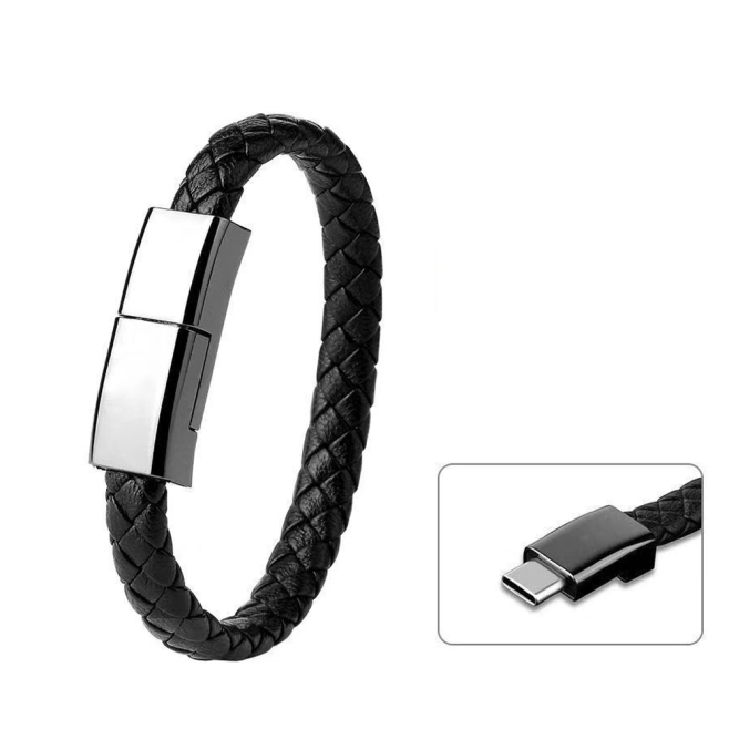 Câble De Charge Bracelet USB Vers USB C 3 En 1 3A Avec Transmission De Données 480Mbps Et Interface Magnétique