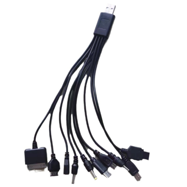 Câble De Charge USB Multifonction 10 En 1 Pour Téléphones PSP Et Appareils Photo Avec 10 Embouts Compatiblesverter