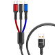 Câble De Charge Et De Données 3 En 1 Charge Rapide Simultanée 8 Pin Micro USB USB C 2.4 A 1.2 M