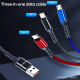Câble De Charge Et De Données 3 En 1 Charge Rapide Simultanée 8 Pin Micro USB USB C 2.4 A 1.2 M