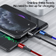Câble De Charge Et De Données 3 En 1 Charge Rapide Simultanée 8 Pin Micro USB USB C 2.4 A 1.2 M