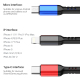 Câble De Charge Et De Données 3 En 1 Charge Rapide Simultanée 8 Pin Micro USB USB C 2.4 A 1.2 M
