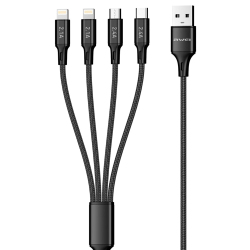 C&acirc;ble De Charge 4 En 1 Avec 2 Connecteurs 8Pin USB-C Et Micro USB 1,5 m Tress&eacute;