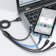Câble De Charge 4 En 1 Avec 2 Connecteurs 8Pin USB-C Et Micro USB 1,5 m Tressé