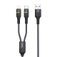 Câble USB 2 En 1 8 Pin Type-C Pour Charge Et Synchronisation 1,5 m 2,4 A Avec Éclairage RGB Doux