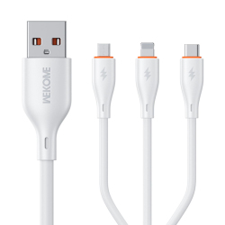 Câble USB 3 En 1 De Charge Rapide Et De Données Jusqu’à 66 W Type C 8 Pin Micro 120 Cm En PVC