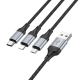 Câble De Charge 3 En 1 USB Vers 8 Pin Type C Micro USB 1 Mètre 2,4 A Nylon Tressé Connexion 8 Pin Data