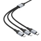 Câble De Charge 3 En 1 USB Vers 8 Pin Type C Micro USB 1 Mètre 2,4 A Nylon Tressé Connexion 8 Pin Data