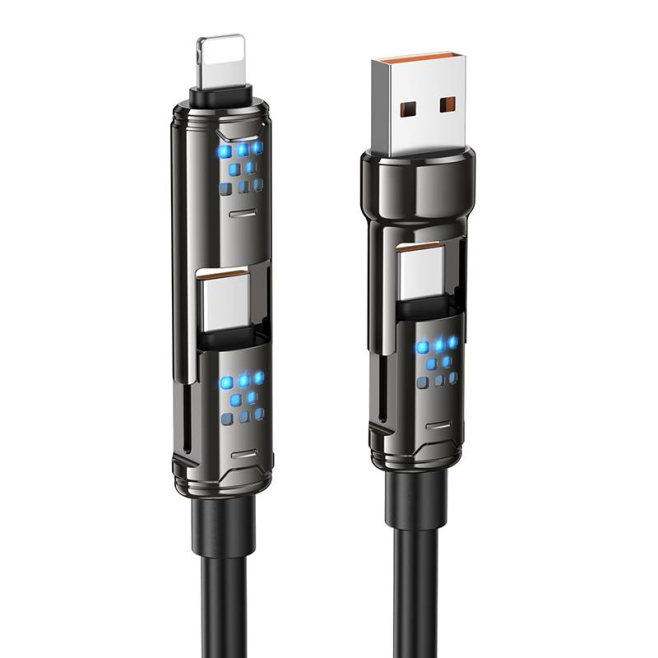 Câble De Charge Et Données 4 En 1 Avec LED Et Puce E Marker Charge Rapide 240W 1,2 M