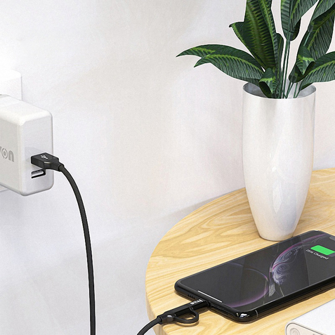 Câble USB 2 En 1 Charge Et Synchronisation Type-C Micro USB 2,4 A 1 M Tressé 480 Mbps Résistant