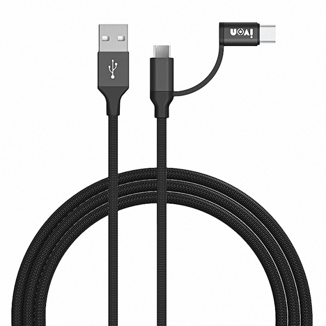 Câble USB 2 En 1 Charge Et Synchronisation Type-C Micro USB 2,4 A 1 M Tressé 480 Mbps Résistant